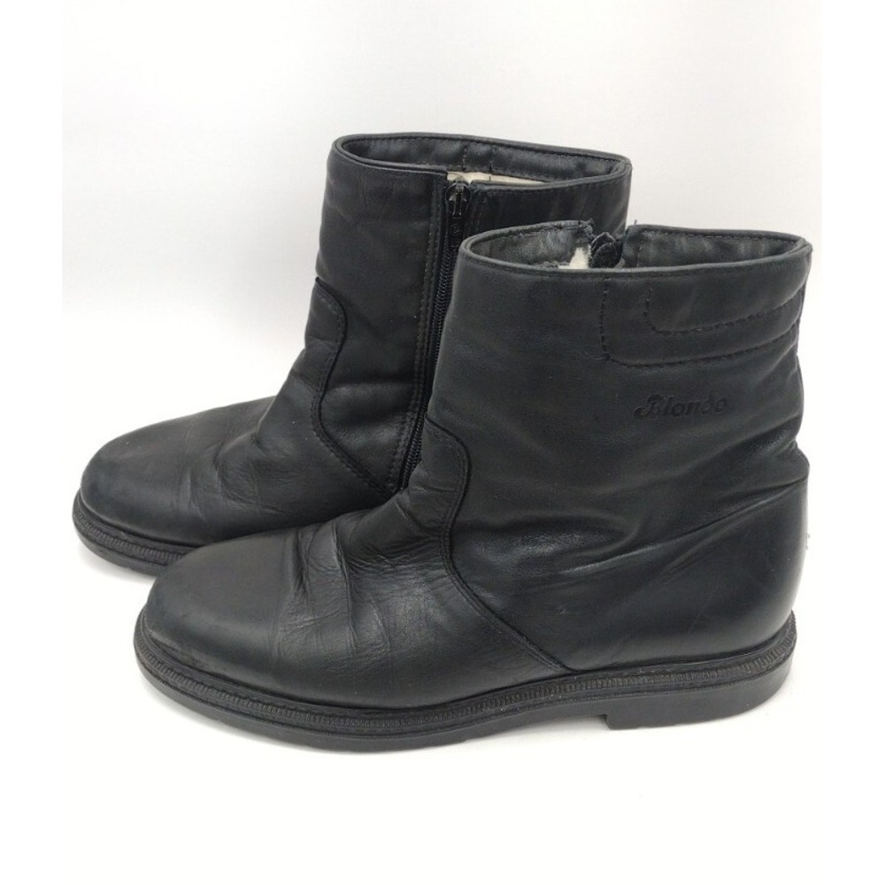 Blondo Boots Mens 8 D  Black Leather Pure Virgin Wool  Zip Made in Canada